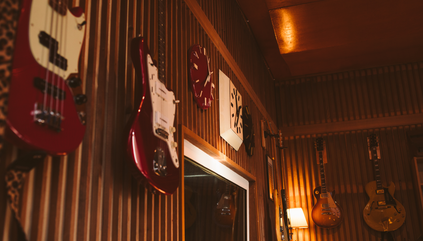 Detail of Music Studio with Guitars